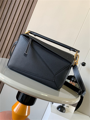 Loewe Small Puzzle Bag In Soft Grained Calfskin Gold Tone Metal Black