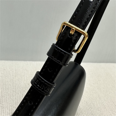 Celine Triomphe Shoulder Bag In Shiny Calfskin Black Color