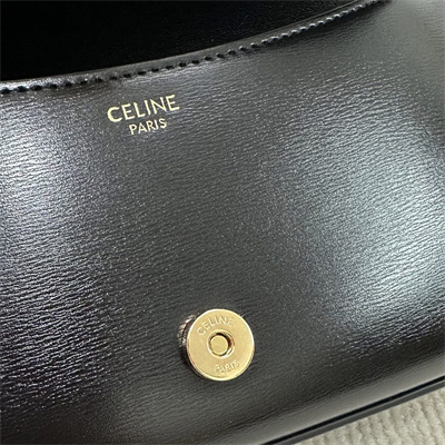 Celine Triomphe Shoulder Bag In Shiny Calfskin Black Color