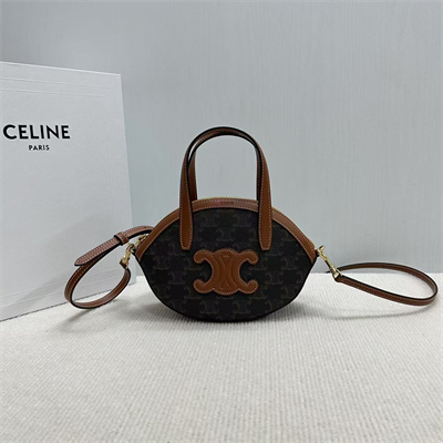 Celine Oval Bag IN TRIOMPHE CANVAS AND CALFSKIN