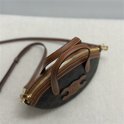 Celine Oval Bag IN TRIOMPHE CANVAS AND CALFSKIN