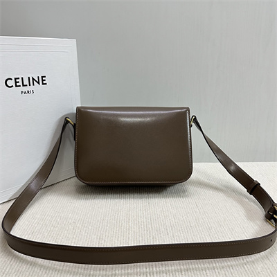 Celine Classique Triomphe Bag In Shiny Calfskin Dk Brown Color