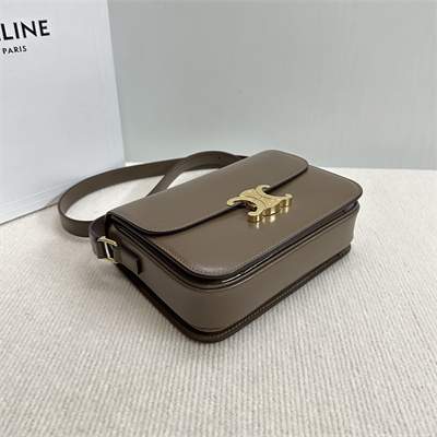 Celine Classique Triomphe Bag In Shiny Calfskin Dk Brown Color