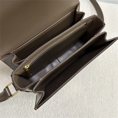 Celine Classique Triomphe Bag In Shiny Calfskin Dk Brown Color