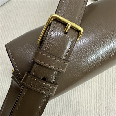 Celine Classique Triomphe Bag In Shiny Calfskin Dk Brown Color