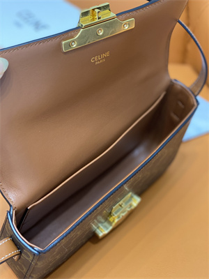 Celine Triomphe Shoulder Bag IN TRIOMPHE CANVAS AND CALFSKIN Tan