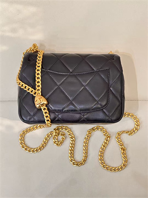 Chanel Mini Flap Bag Lambskin Gold Tone Metal Black AS3828