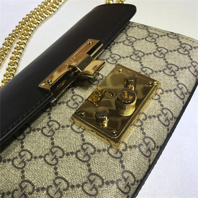 Gu.cci Padlock Small shoulder bag GG Supreme canvas Black 409487