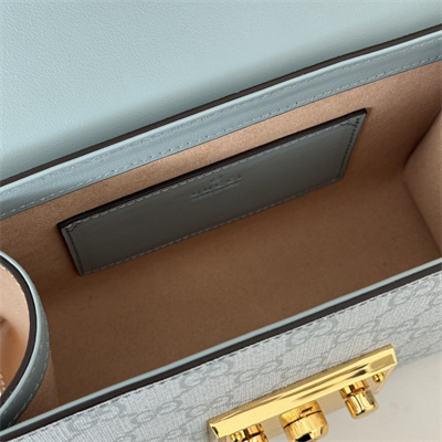 Gu.cci Padlock Small shoulder bag GG Supreme canvas GrayBlue 409487