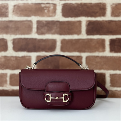Gu.cci Horsebit 1955 Soft small top handle bag Bordeaux Leather 815206