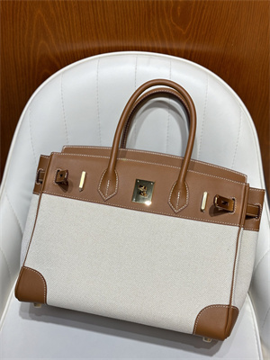 Bir.kin Bag Swift Leather & Canvas 25/30 Gold/Silver Hardware In Gold HS