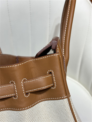 Bir.kin Bag Swift Leather & Canvas 25/30 Gold/Silver Hardware In Gold HS