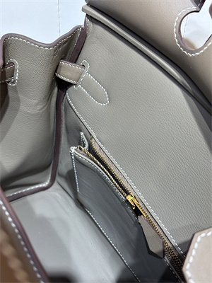 Bir.kin Bag Swift Leather & Canvas 25/30 Gold/Silver Hardware In Etoupe HS