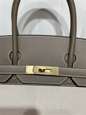 Bir.kin Bag Swift Leather & Canvas 25/30 Gold/Silver Hardware In Etoupe HS