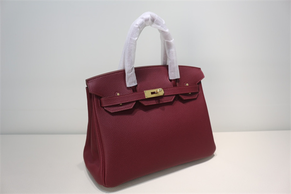 Bir.kin Bag TOGO Leather 25/30/35CM Gold/Silver Hardware In Bordeaux Color HS