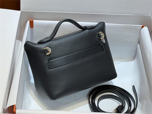 Hermes 2424 Mini Bag Evercolor/ Swift Leather Gold/Silver Tone Metal Black Color HS