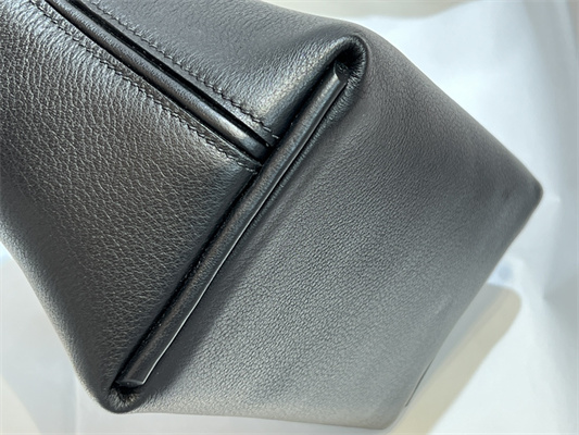 Hermes 2424 Mini Bag Evercolor/ Swift Leather Gold/Silver Tone Metal Black Color HS