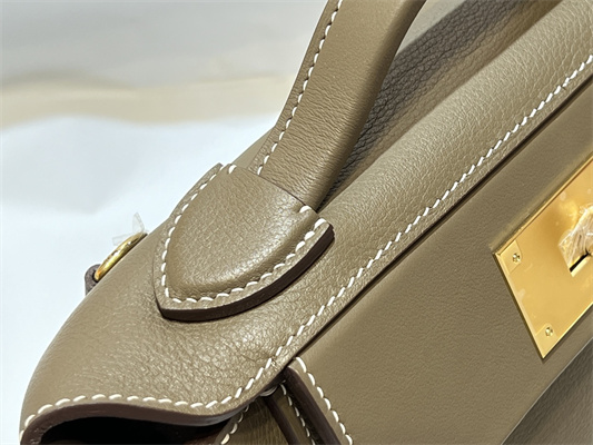 Hermes 2424 Mini Bag Evercolor/ Swift Leather Gold/Silver Tone Metal Etoupe Color HS