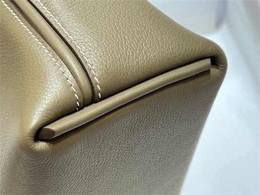 Hermes 2424 Mini Bag Evercolor/ Swift Leather Gold/Silver Tone Metal Etoupe Color HS