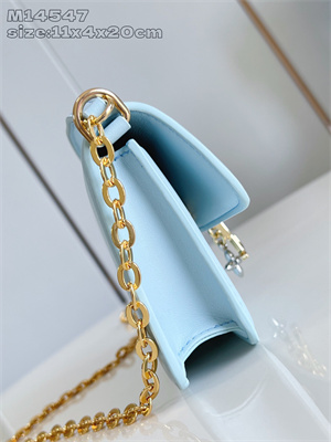 L.V Wallet On Chain LV Bloom Calfskin Leather Azur M14547