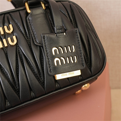 MiuMiu Arcadie matelassé nappa leather Top handle bag Black Color