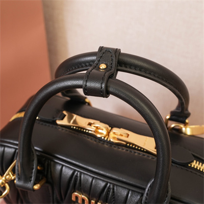 MiuMiu Arcadie matelassé nappa leather Top handle bag Black Color