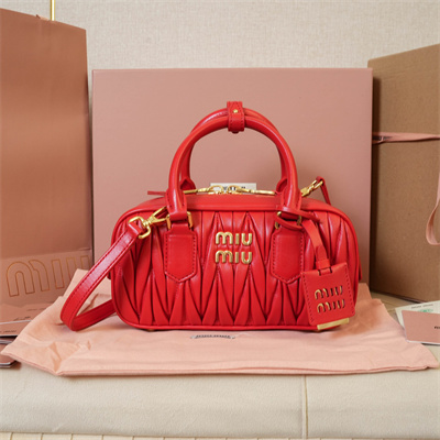MiuMiu Arcadie matelassé nappa leather Top handle bag Red Color