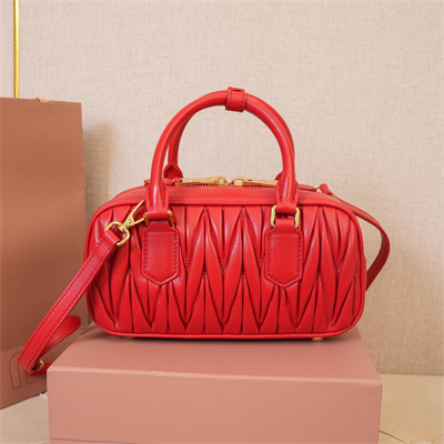 MiuMiu Arcadie matelassé nappa leather Top handle bag Red Color