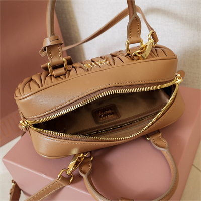 MiuMiu Arcadie matelassé nappa leather Top handle bag Caramel Color
