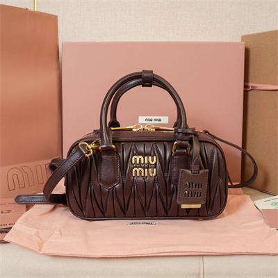 MiuMiu Arcadie matelassé nappa leather Top handle bag Briarwood Color