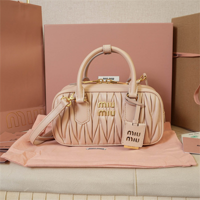 MiuMiu Arcadie matelassé nappa leather Top handle bag Pale Pink Color