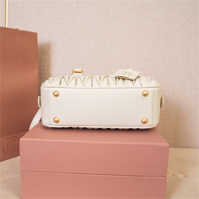 MiuMiu Arcadie matelassé nappa leather Top handle bag White Color