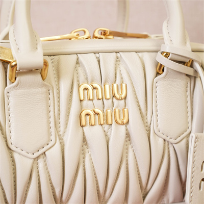 MiuMiu Arcadie matelassé nappa leather Top handle bag White Color