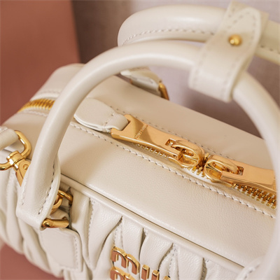 MiuMiu Arcadie matelassé nappa leather Top handle bag White Color