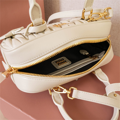 MiuMiu Arcadie matelassé nappa leather Top handle bag White Color