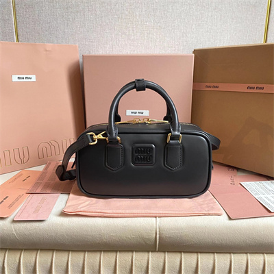 MiuMiu Arcadie Leather Top handle bag Black Color