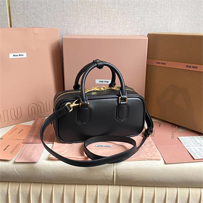 MiuMiu Arcadie Leather Top handle bag Black Color