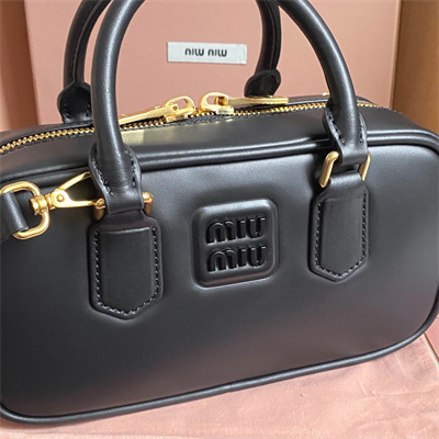 MiuMiu Arcadie Leather Top handle bag Black Color