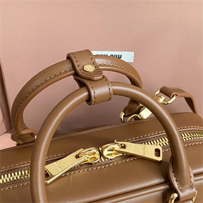 MiuMiu Arcadie Leather Top handle bag Cognac Color