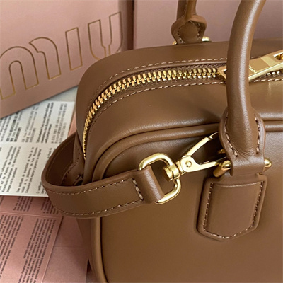 MiuMiu Arcadie Leather Top handle bag Cognac Color