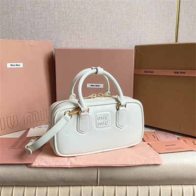 MiuMiu Arcadie Leather Top handle bag White Color