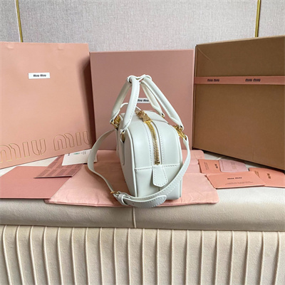 MiuMiu Arcadie Leather Top handle bag White Color