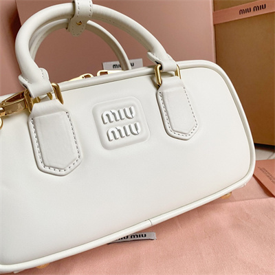 MiuMiu Arcadie Leather Top handle bag White Color