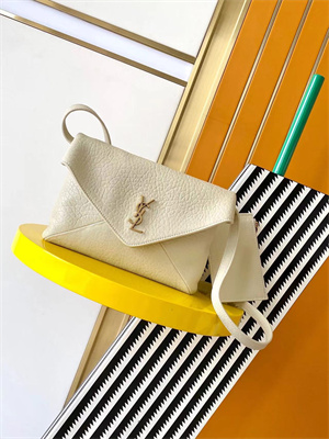 Y.S.L CASSANDRE Envelope Messenger In Grained Lambskin Cream