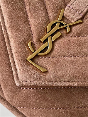 Y.S.L COLLEGE Mini BAG IN QUILTED Suede Leather Gold Tone Metal Pink Color