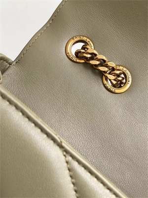 Y.S.L LOULOU Medium in MATELASSÉ lambskin Gold Tone Metal Dk Strong Moss