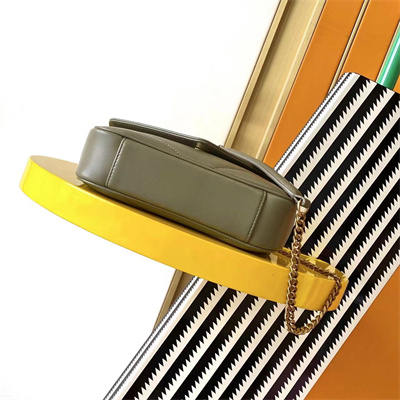 Y.S.L LOULOU Mini in MATELASSÉ lambskin Gold Tone Metal Dk Strong Moss