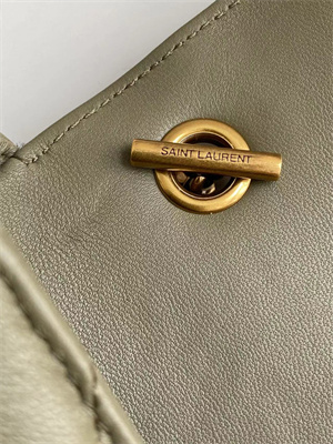 Y.S.L LOULOU Mini in MATELASSÉ lambskin Gold Tone Metal Dk Strong Moss