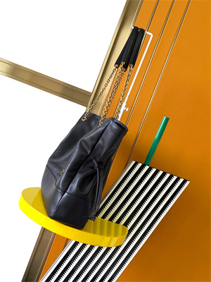 Y.S.L Jamie Shopping Bag In Lambskin Black Color