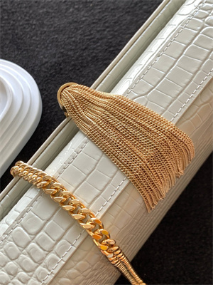Y.S.L KATE MEDIUM TASSEL IN CROCODILE EMBOSSED Leather Gold Tone Metal White Color